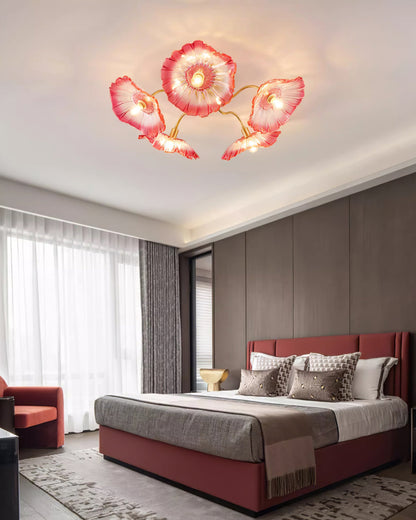 Lotus Leaf Glass Flush mount light Ceiling Lamp