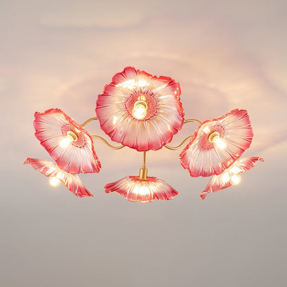 Lotus Leaf Glass Flush mount light Ceiling Lamp