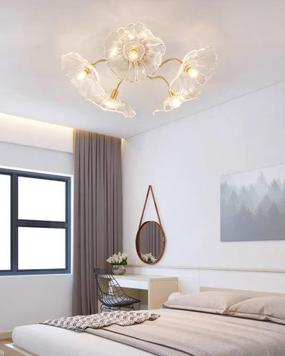 Lotus Leaf Glass Flush mount light Ceiling Lamp