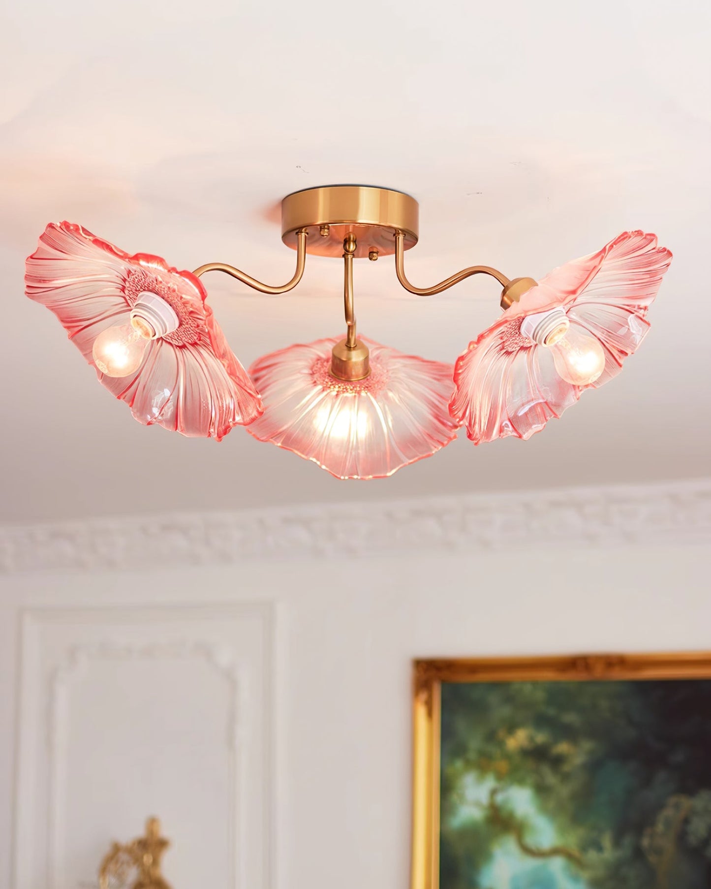 Lotus Leaf Glass Flush mount light Ceiling Lamp