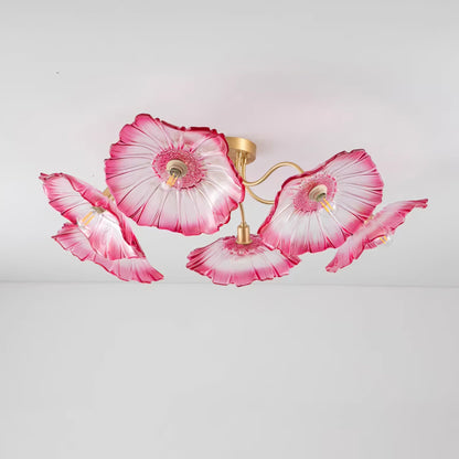 Lotus Leaf Glass Flush mount light Ceiling Lamp