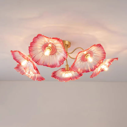 Lotus Leaf Glass Flush mount light Ceiling Lamp