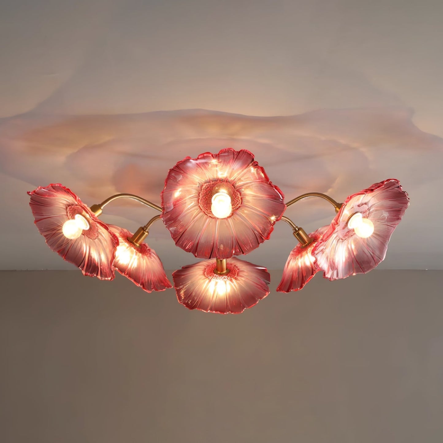 Lotus Leaf Glass Flush mount light Ceiling Lamp