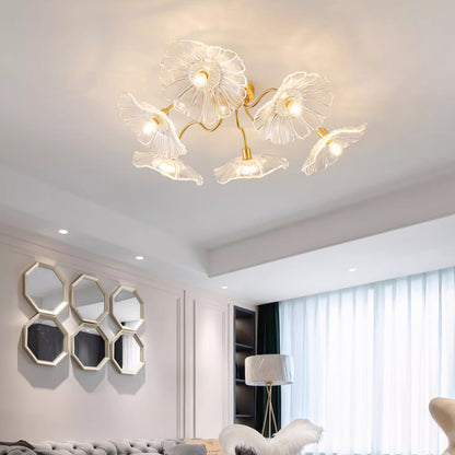 Lotus Leaf Glass Flush mount light Ceiling Lamp