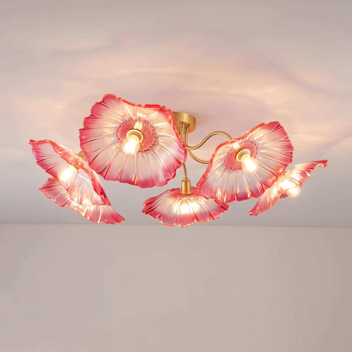 Lotus Leaf Glass Flush mount light Ceiling Lamp