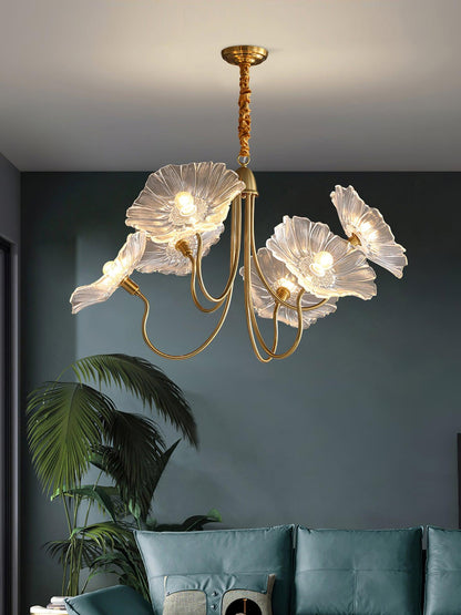 Lotus Leaf Glass Gasolier Chandelier