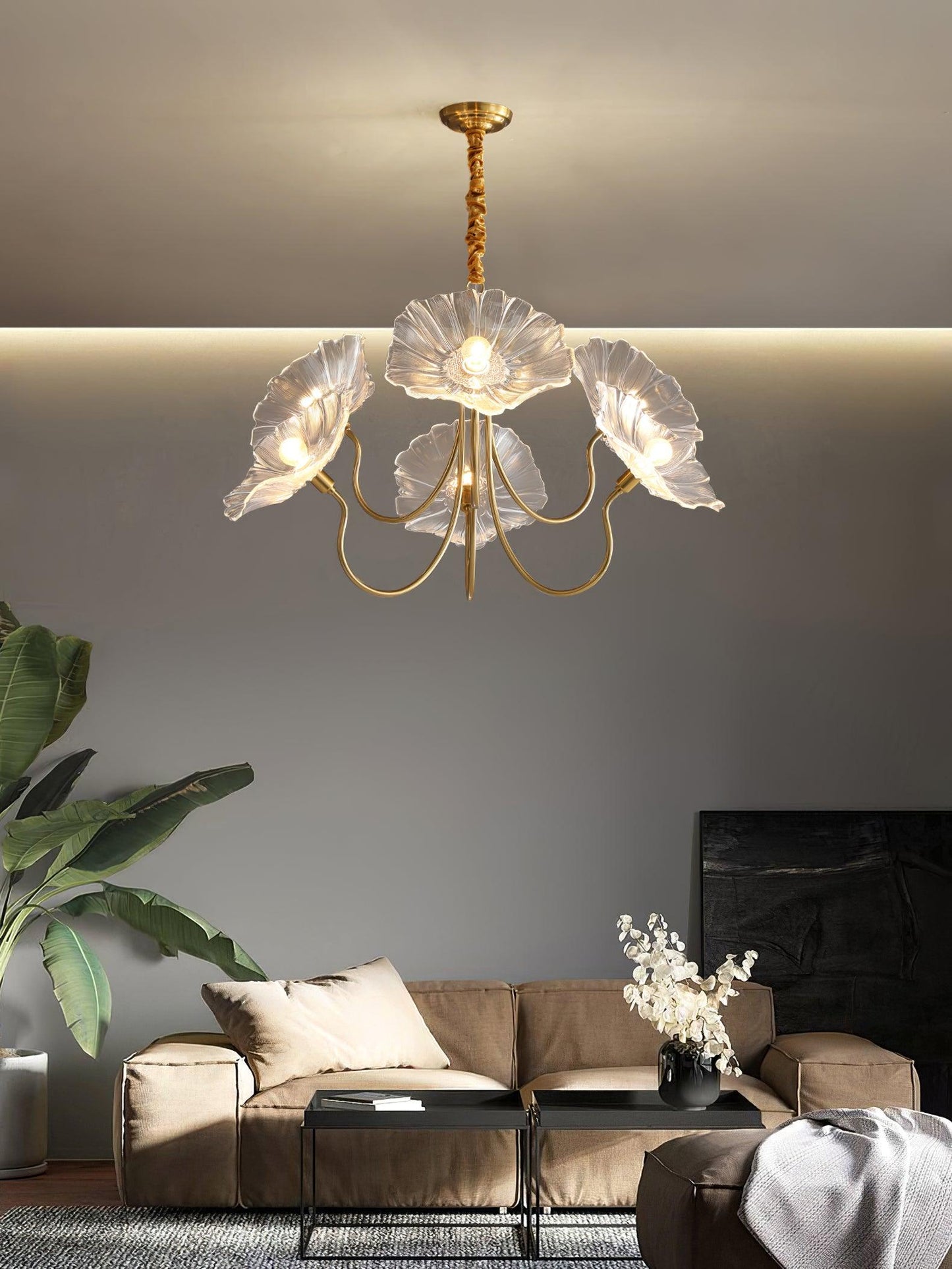 Lotus Leaf Glass Gasolier Chandelier