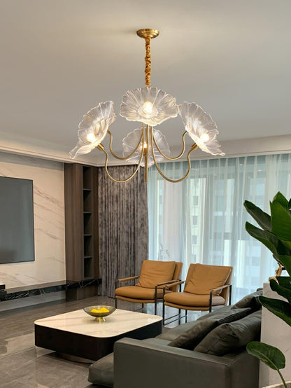 Lotus Leaf Glass Gasolier Chandelier