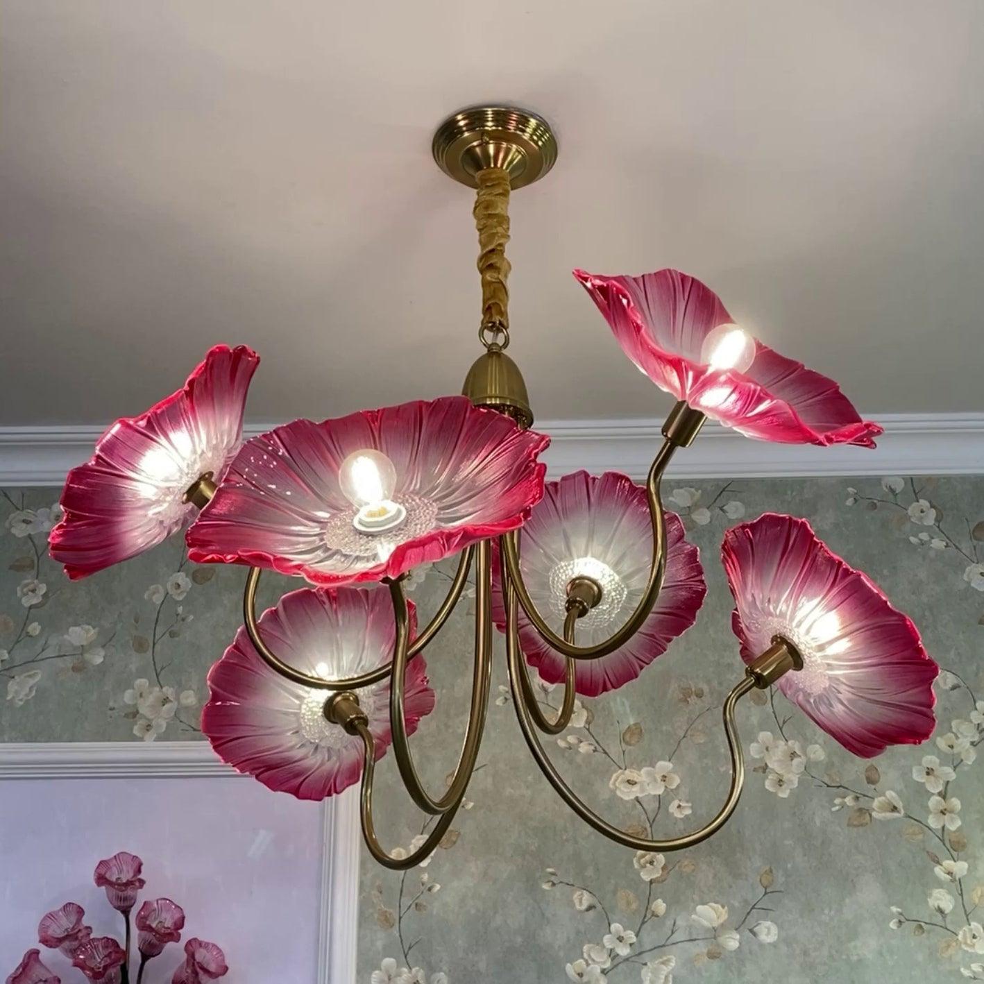 Lotus Leaf Glass Gasolier Chandelier