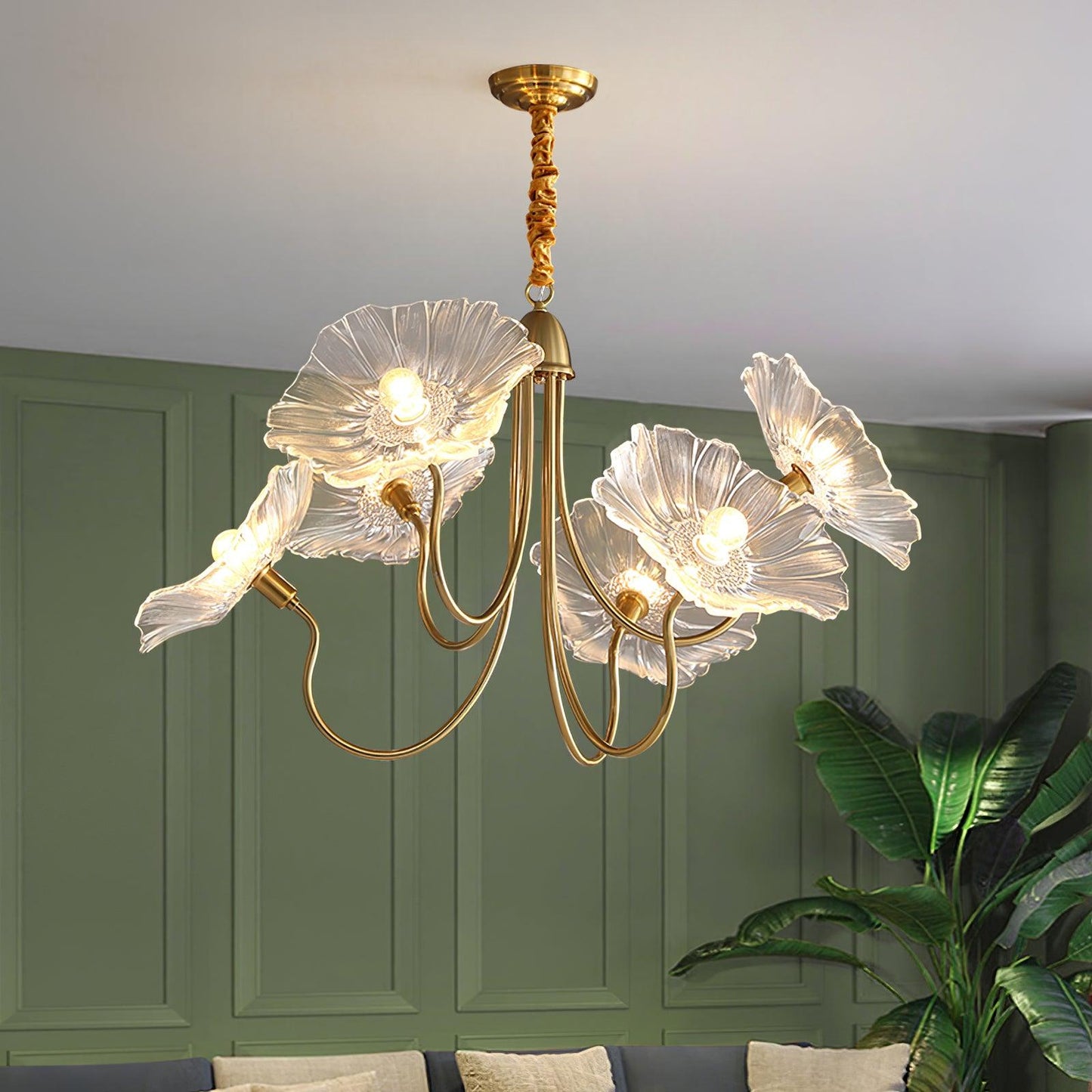 Lotus Leaf Glass Gasolier Chandelier