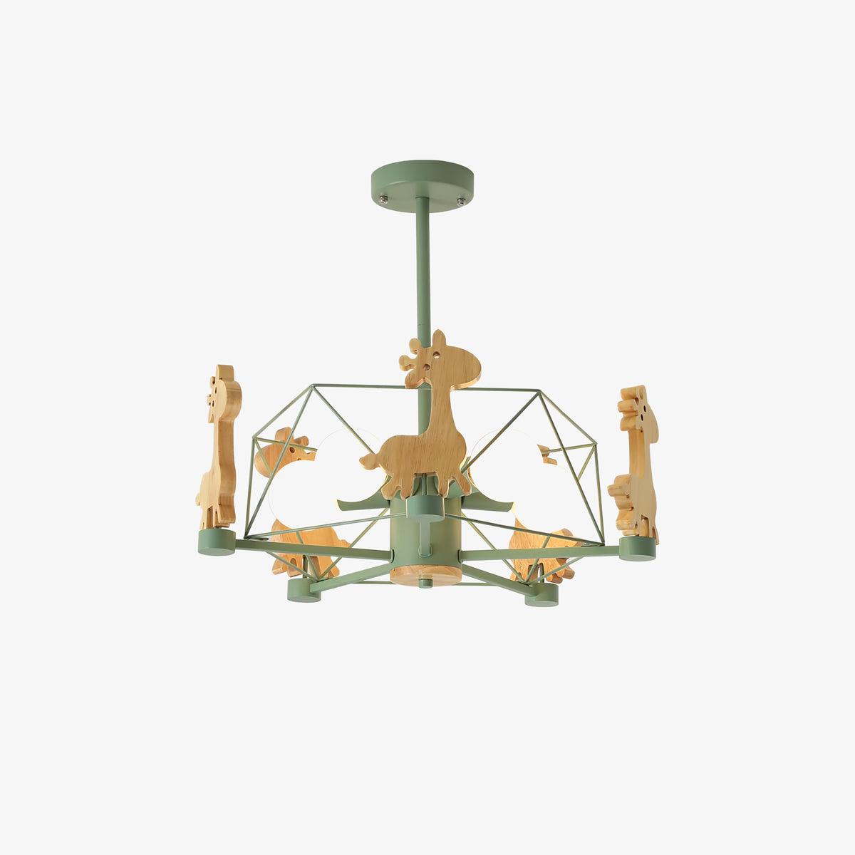 Lovely Deer Wooden Electrolier Chandelier