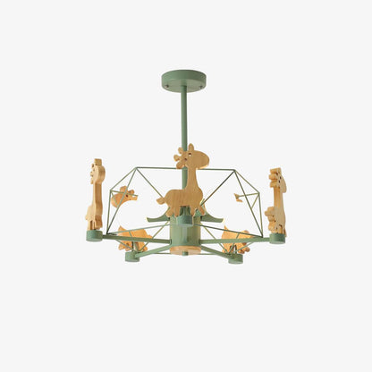 Lovely Deer Wooden Electrolier Chandelier