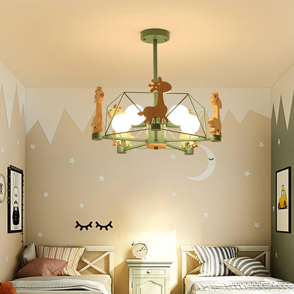 Lovely Deer Wooden Electrolier Chandelier