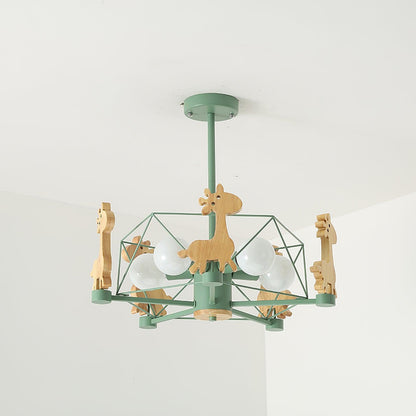 Lovely Deer Wooden Electrolier Chandelier