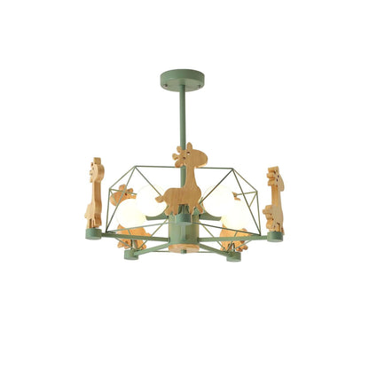 Lovely Deer Wooden Electrolier Chandelier