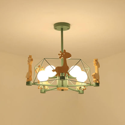 Lovely Deer Wooden Electrolier Chandelier