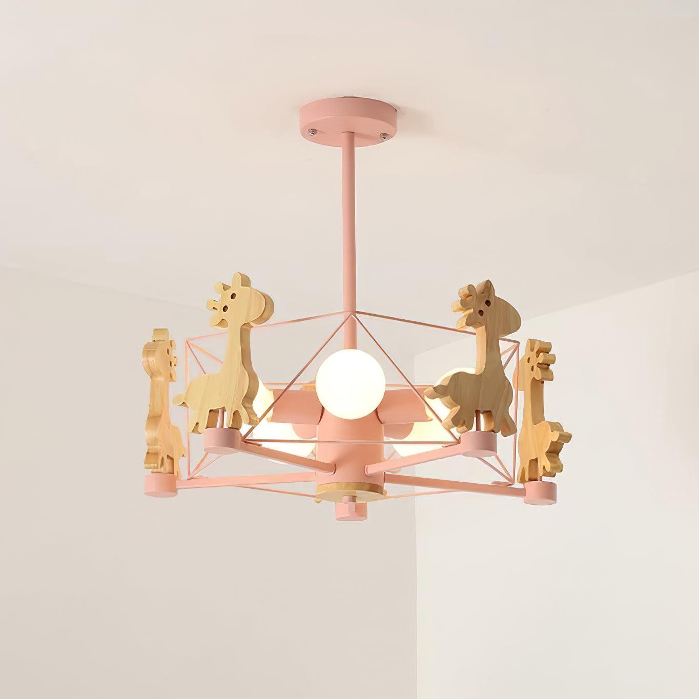 Lovely Deer Wooden Electrolier Chandelier