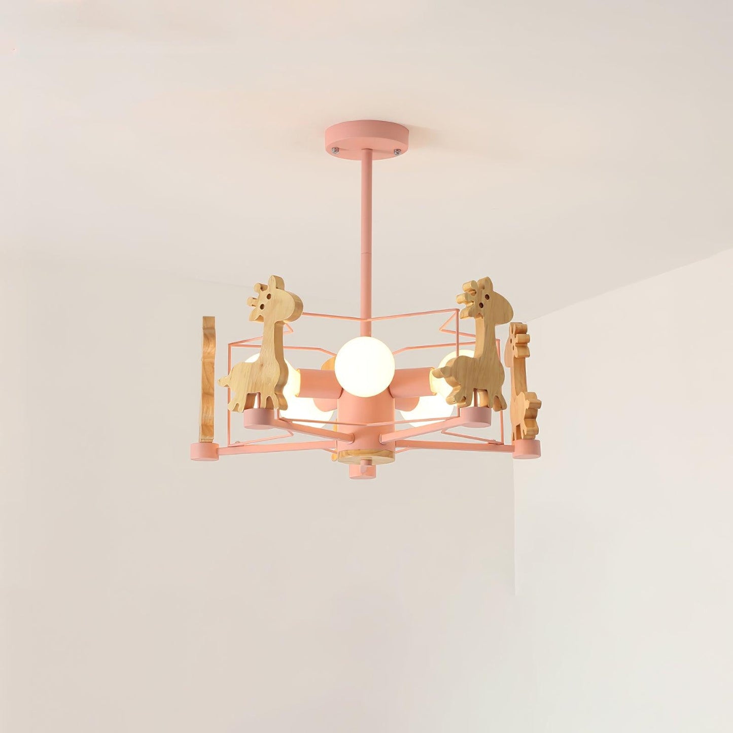 Lovely Deer Wooden Electrolier Chandelier