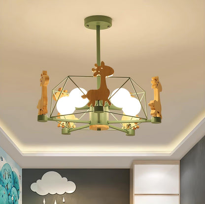 Lovely Deer Wooden Electrolier Chandelier