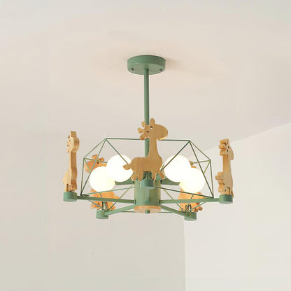 Lovely Deer Wooden Electrolier Chandelier