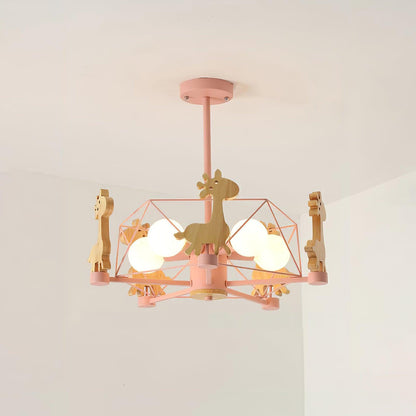 Lovely Deer Wooden Electrolier Chandelier