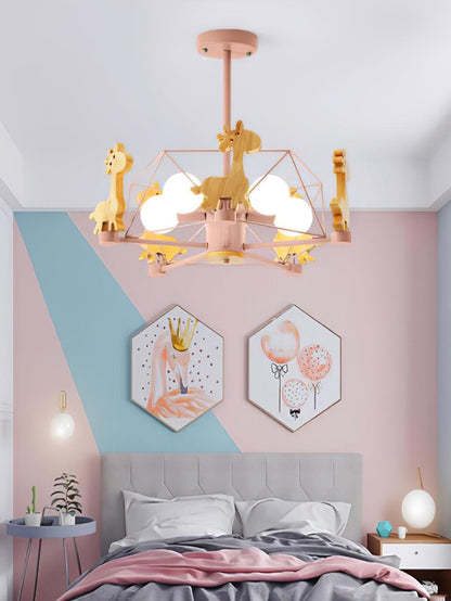 Lovely Deer Wooden Electrolier Chandelier