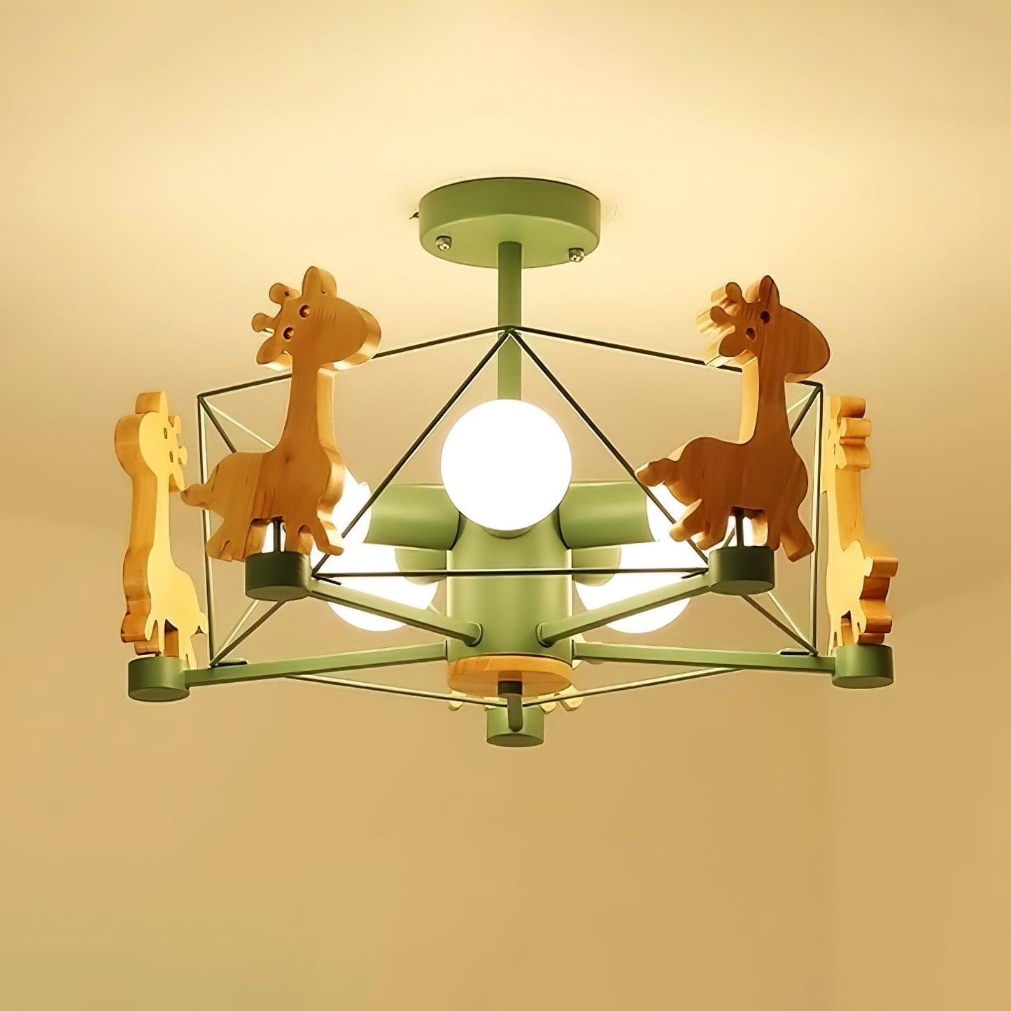 Lovely Deer Wooden Electrolier Chandelier