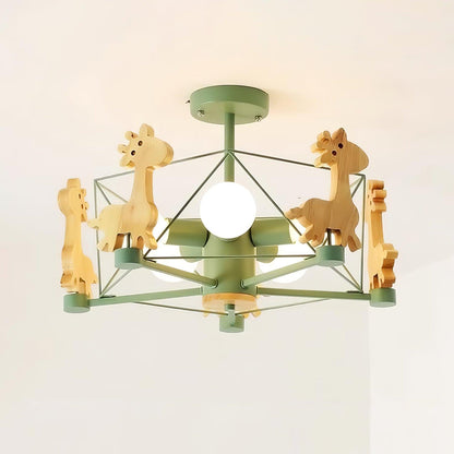 Lovely Deer Wooden Electrolier Chandelier