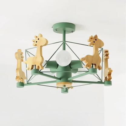 Lovely Deer Wooden Electrolier Chandelier