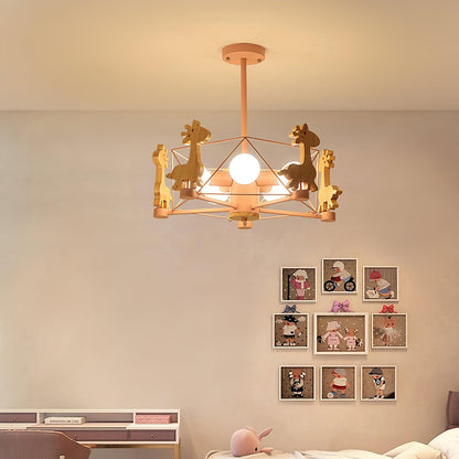 Lovely Deer Wooden Electrolier Chandelier