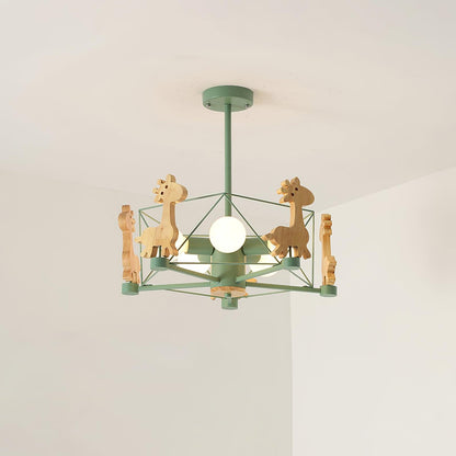 Lovely Deer Wooden Electrolier Chandelier