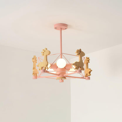 Lovely Deer Wooden Electrolier Chandelier