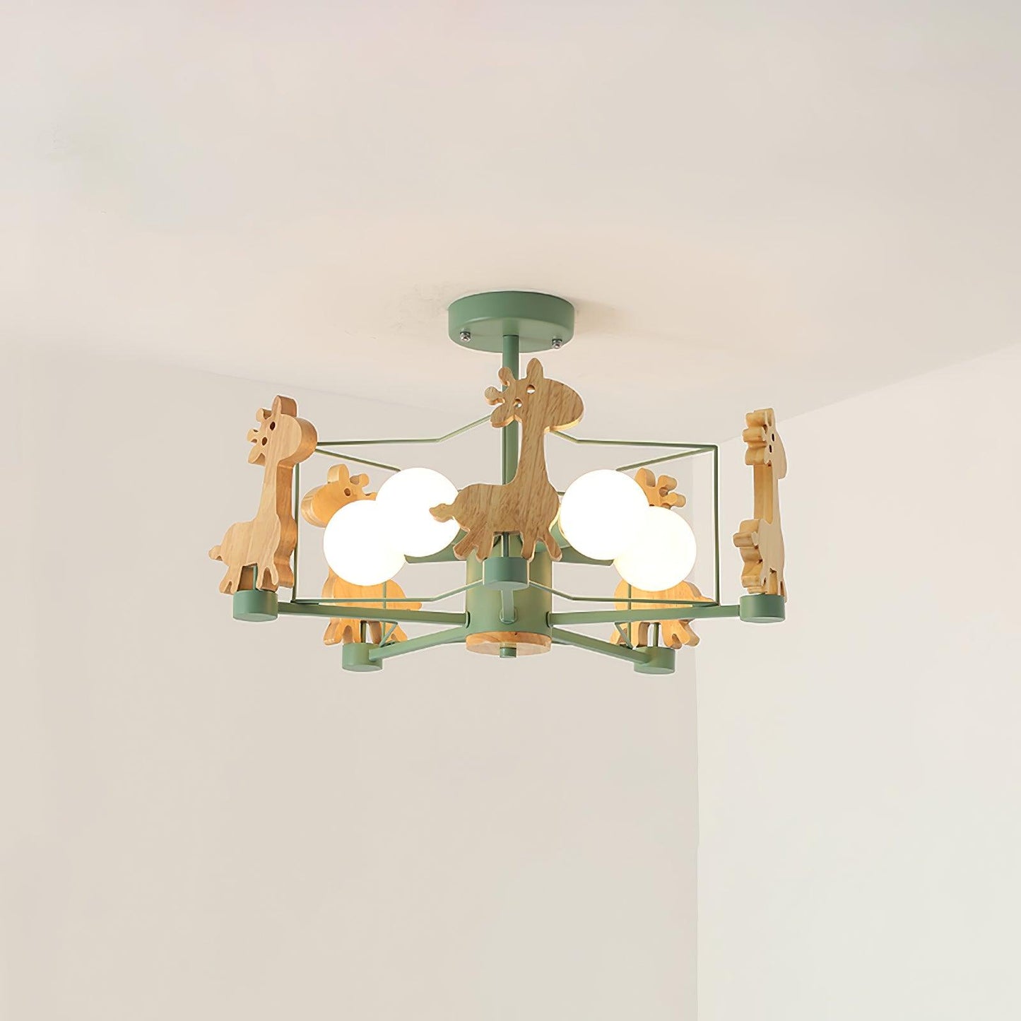 Lovely Deer Wooden Electrolier Chandelier