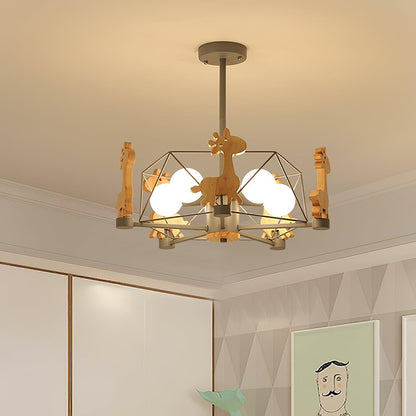 Lovely Deer Wooden Electrolier Chandelier