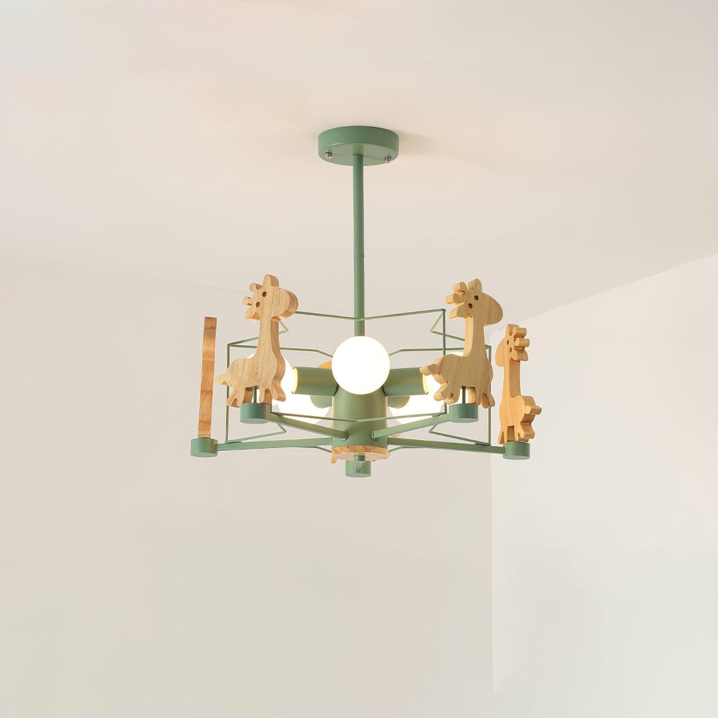 Lovely Deer Wooden Electrolier Chandelier