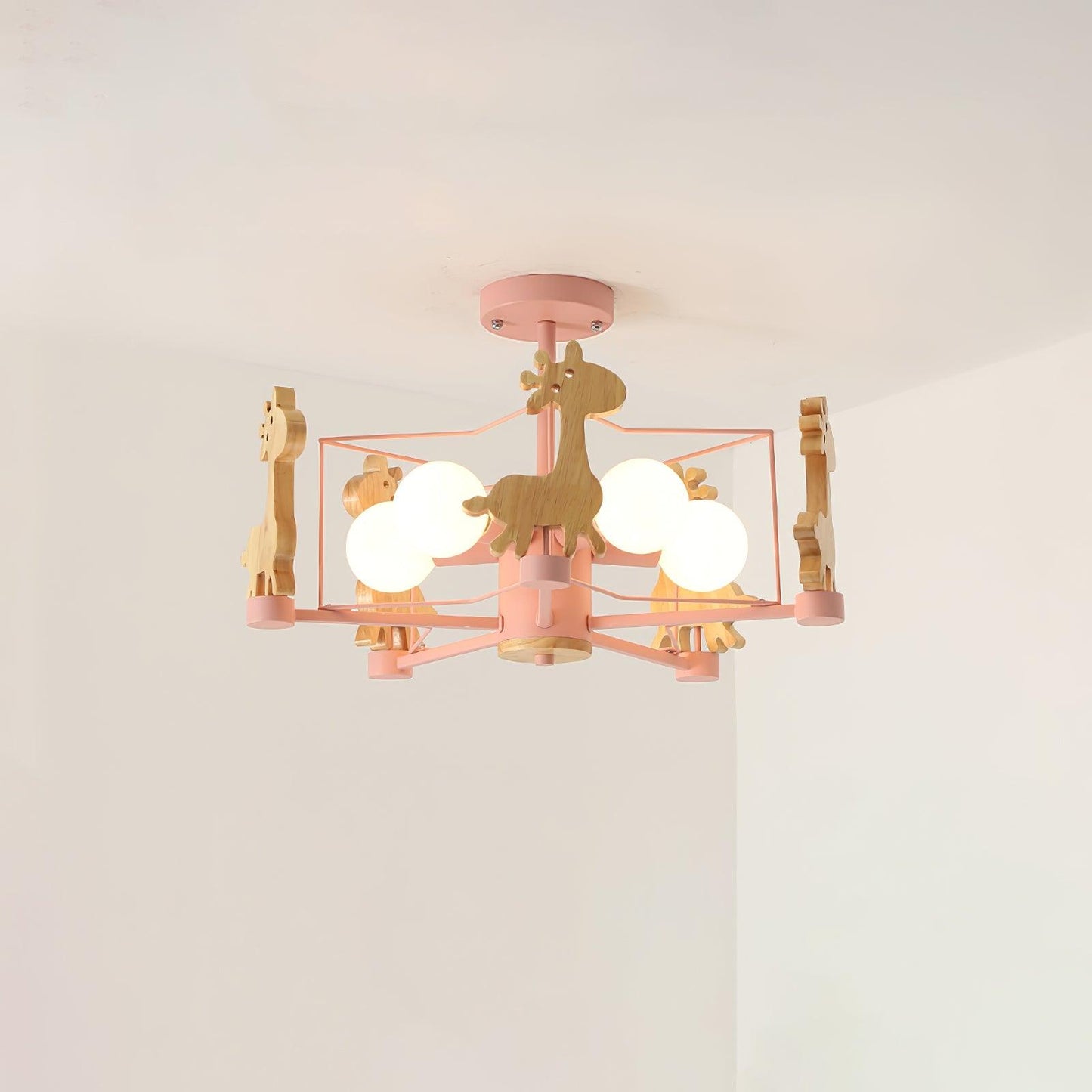 Lovely Deer Wooden Electrolier Chandelier