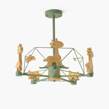 Lovely Deer Wooden Electrolier Chandelier