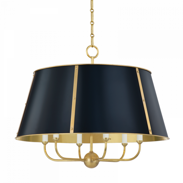 Chandelier, 6-Light, Aged Brass, Darkest Blue, 28.5"W (Mds121-Agb/Dbl A8M6L)