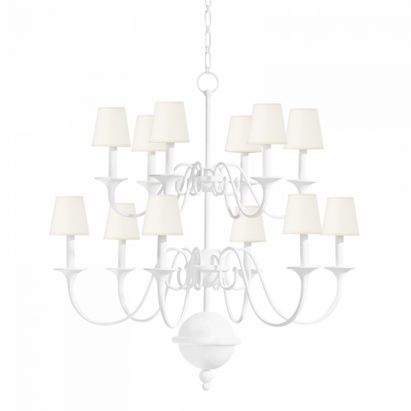 Chandelier, 12-Light, White Plaster, 38"W (Mds433-Wp A8N3Z)