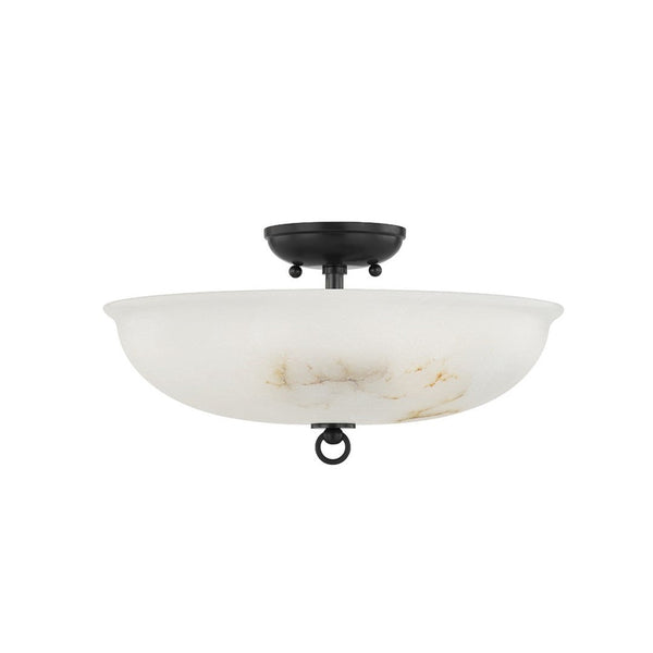 Semi Flush Mount, 3-Light, Distressed Bronze, Alabaster Shade, 16"W (MDS810-DB ACKVV)