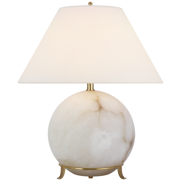 Small Table Lamp, 1-Light, LED, Alabaster, Linen Shade, 19.25"H (MF 3902ALB-L D03R1)