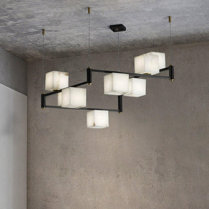 Alabaster Square Box Electrolier Chandelier