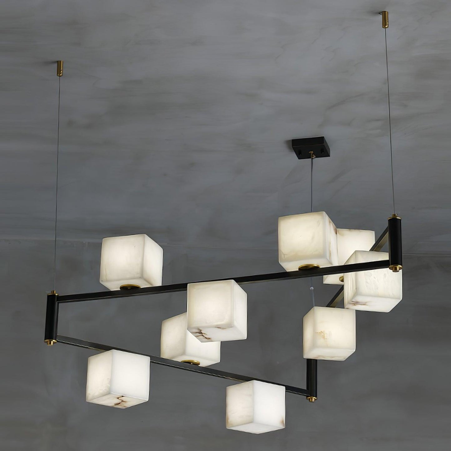 Alabaster Square Box Electrolier Chandelier