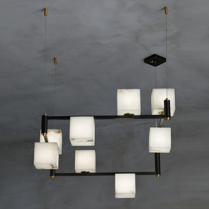 Alabaster Square Box Electrolier Chandelier