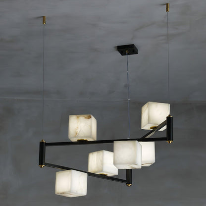 Alabaster Square Box Electrolier Chandelier