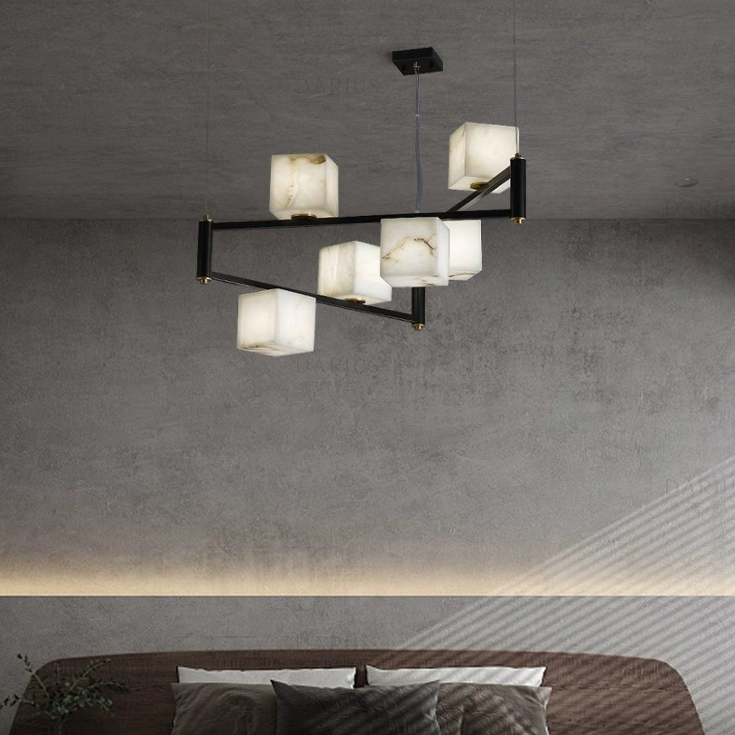 Alabaster Square Box Electrolier Chandelier