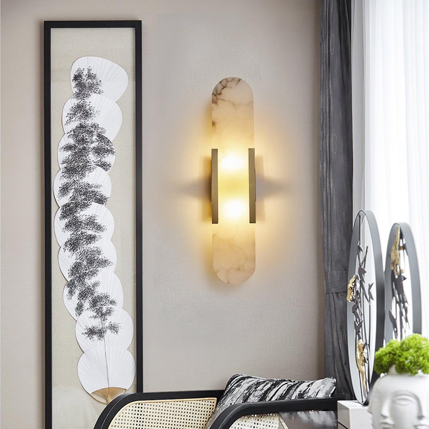 Melange Elongated Alabaster Bracket light Wall Lamp