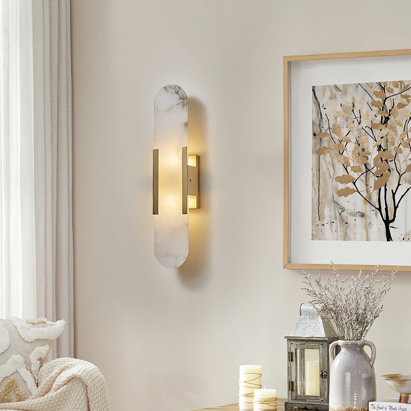 Melange Elongated Alabaster Bracket light Wall Lamp