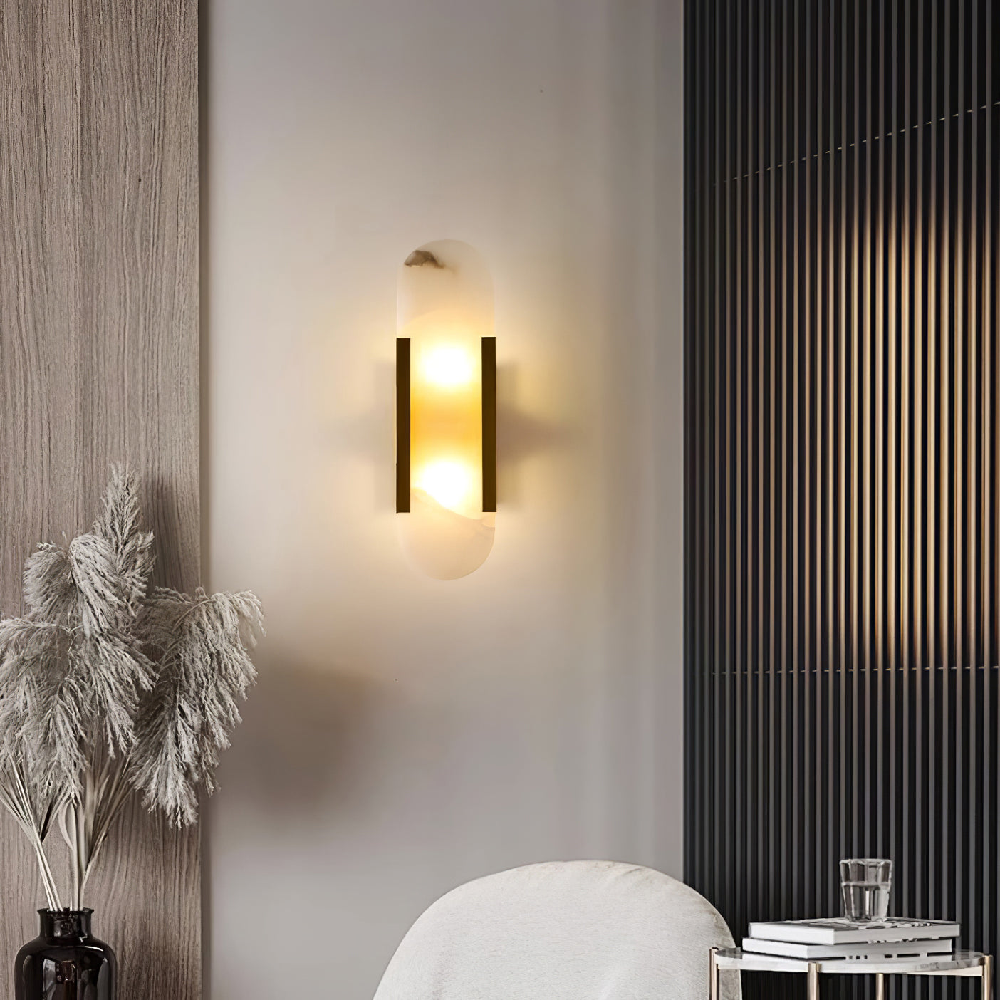 Melange Elongated Alabaster Bracket light Wall Lamp