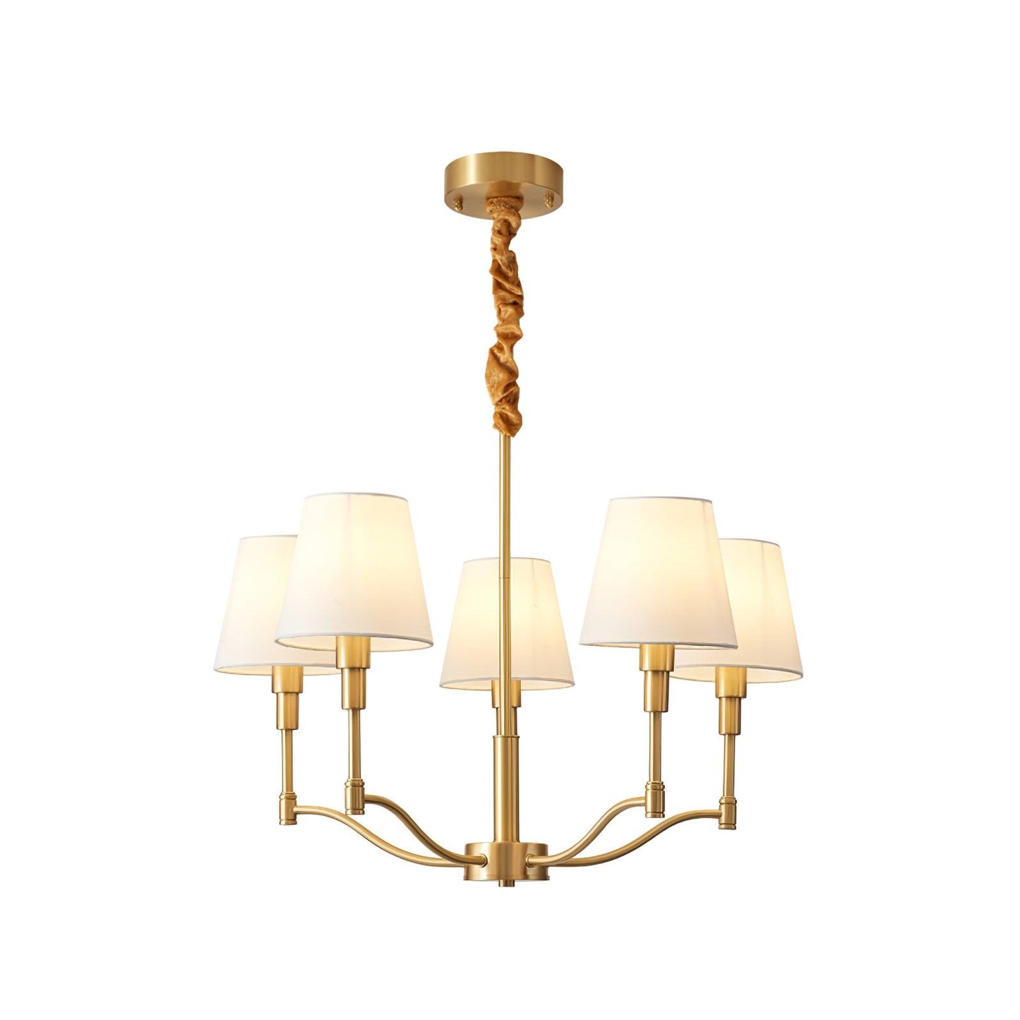 Meridian Mid Century Brass Candelabrum Chandelier